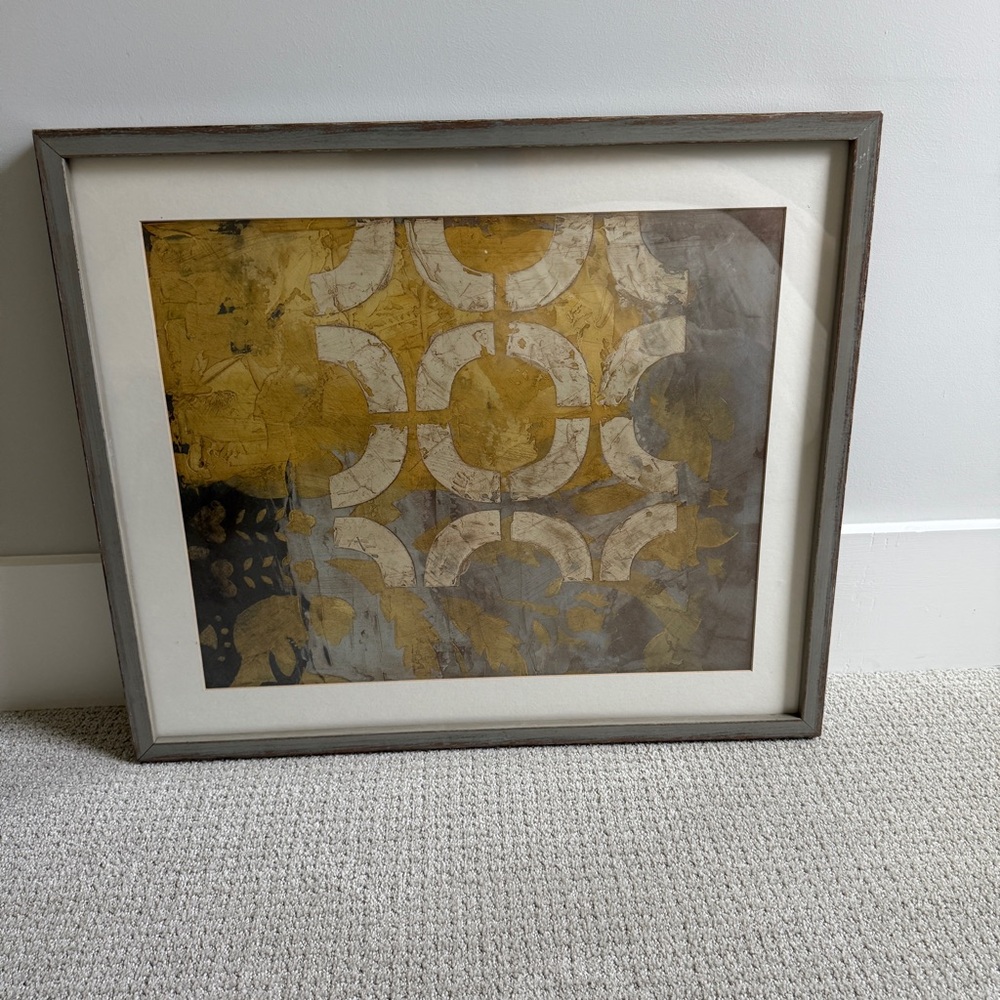 Ballard Designs Framed Abstract Wall Art – Geometric Pattern – Rustic Frame